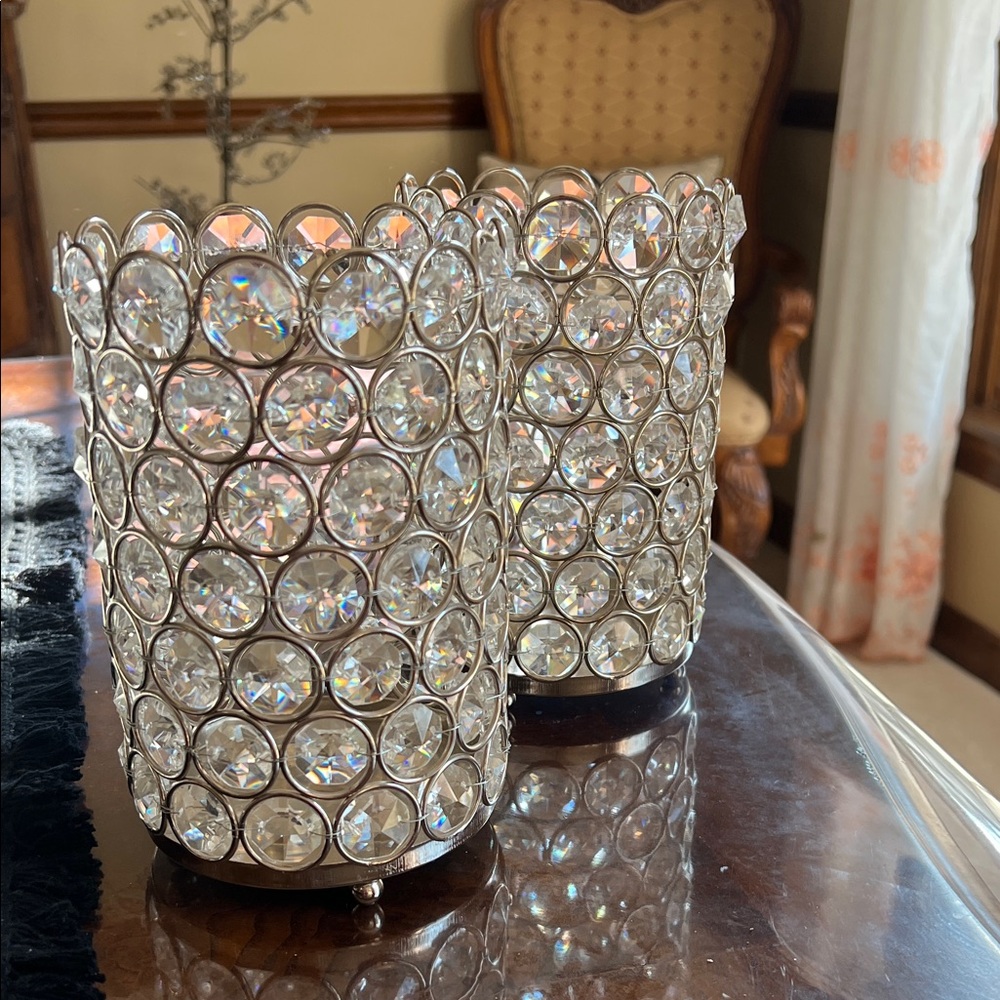 Godinger Silver Art Co. Crystal Candle Holders. Set of 2.